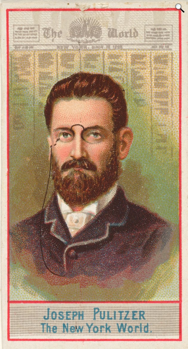 Joseph Pulitzer (1847-1911) sajtómágnás arcképe egy kártyán 1887 (Fotó: Allen & Ginter/MET)