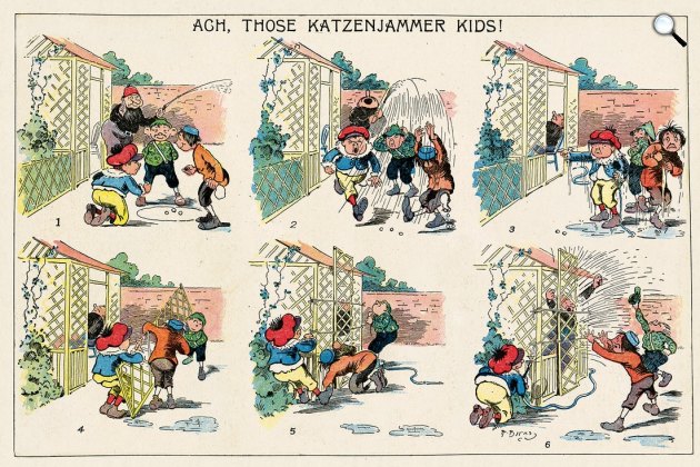 Rudolph Dirks: The Katzenjammer Kids, képregény első része, 1897 (Fotó: cartoons.osu.edu)