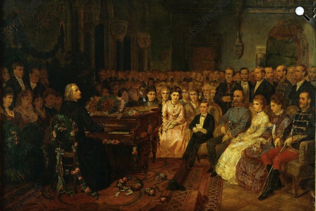 Franz Schams: Liszt Ferenc koncertet ad Ferenc József családjának és az udvarnak, 1872 (Fotó: Wikimédia)