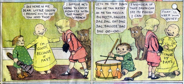 Richard Felton Outcault: Yellow Kid meglátogatja Buster Brownt, képregény (Fotó: cartoons.osu.edu)