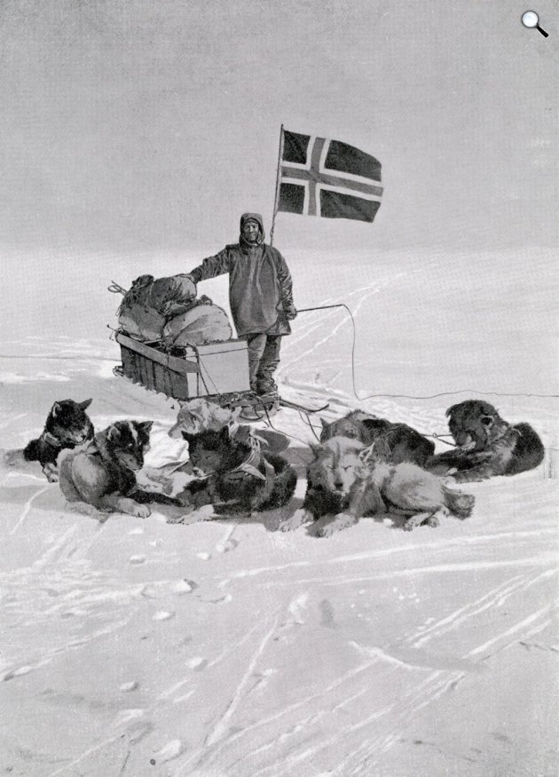 Roald Amundsen (1872-1928) expedíciója a Déli Sarkon, 1911 (Fotó: Wikipédia)