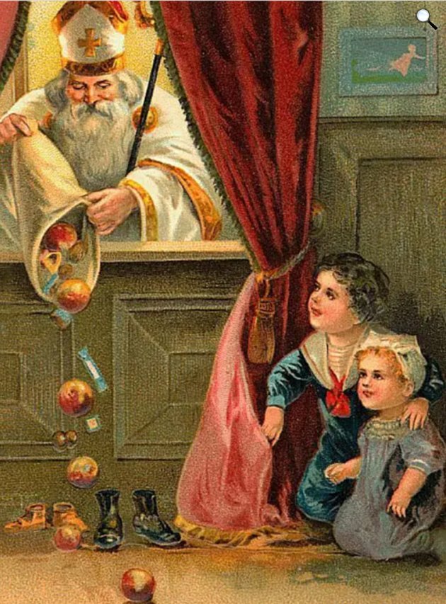Mikulás - Szent Miklós napja, a jótékony püspök illusztrálása (Fotó: Pinterest)