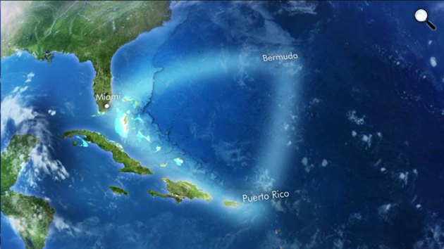 Az Ördög-háromszögeként is ismert Bermuda-háromszög egy hatalmas nyíltvízi felület, amit a térképen Miami, Puerto Rico és a Bermuda-sziget közti terület rajzol ki (Fotó: Viasat History)