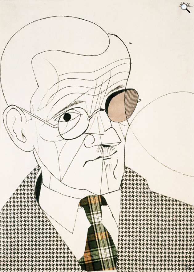 Adolf Hoffmeister: James Joyce (1882-1941) író, 1966 (Fotó: Wikimédia)