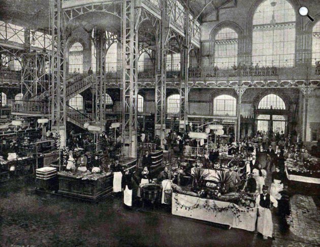 Központi Vásárcsarnok, Ferenc József király látogatásakor, Budapest, 1897 (Fotó: Weinwurm Antal/Vasárnapi Ujság/OSZK)
