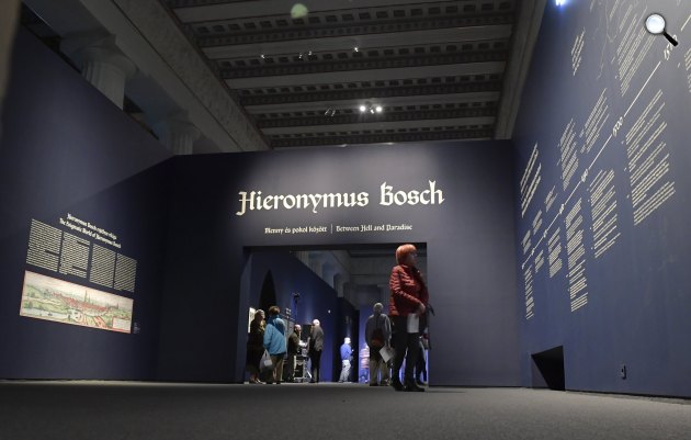 Menny és pokol között - Hieronymus Bosch rejtélyes világa c. kiállítás a Szépművészeti Múzeumban, Budapest, 2022 (Fotó: MTI/Koszticsák Szilárd)