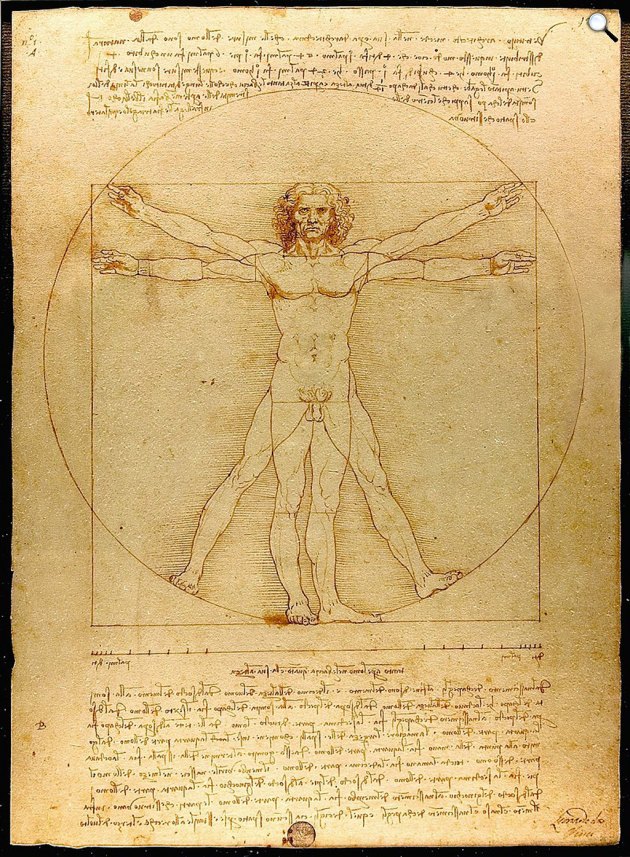 Leonardo da Vinci: A Vitruvius-tanulmány, 1492 (Fotó: Louvre/Wikimédia)
