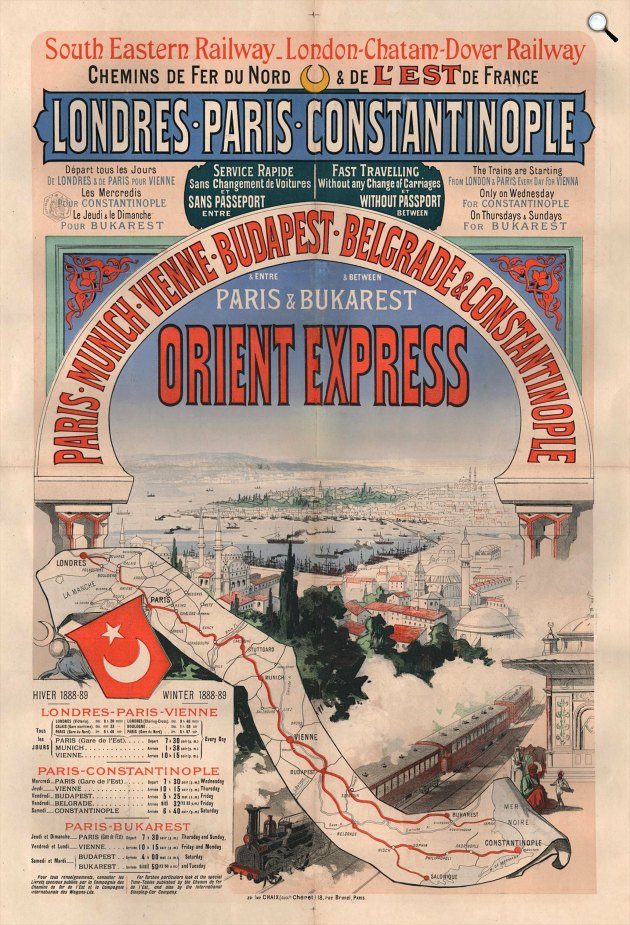 Orient Express luxusvonat népszerűsítő plakátja, 1889 (Fotó: MKVM/europeana.eu