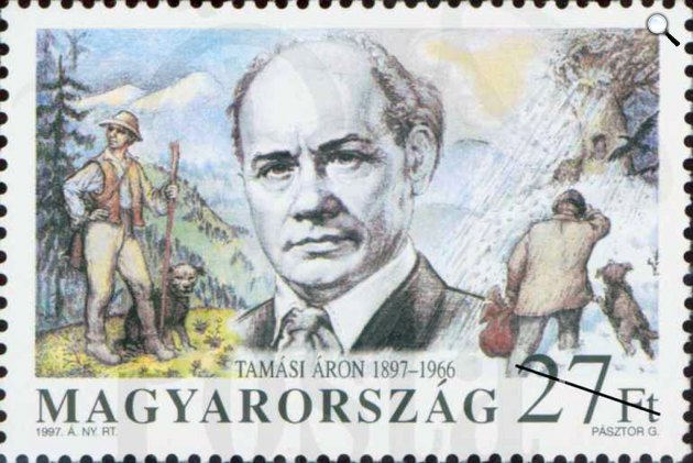 Tamási Áron Kossuth-díjas író tiszteletére készült bélyeg, 1997 (Fotó: Magyar Posta/OSZK)