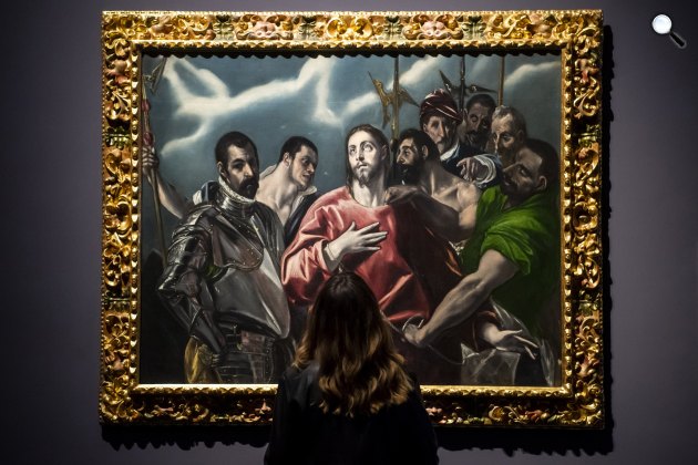 El Greco: Krisztust megfosztják ruháitól (El Expolio) c. festménye - több mint félszáz remekműve a Szépművészeti kiállításán, 2022 (Fotó: MTI/Balogh Zoltán)