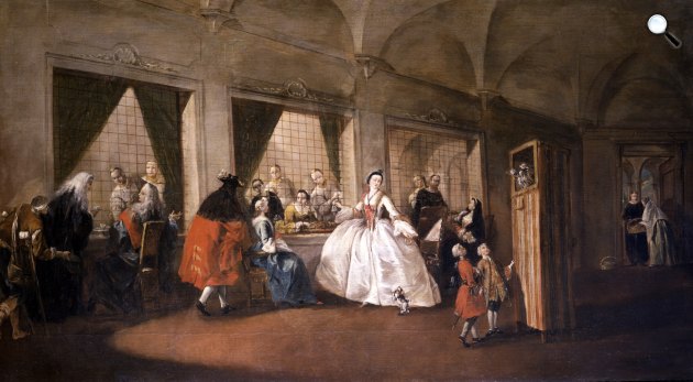 Francesco Guardi: Az apácák szalonja San Zaccaria-ban, (Fotó: Sala del Parlatorio, Velence/Wikiart)