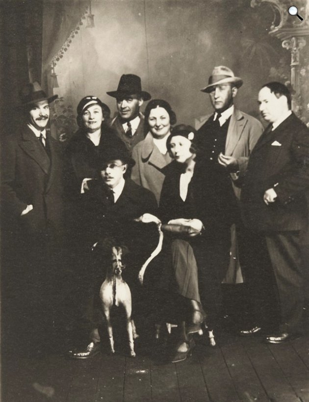 József Attila, Nagy Lajos, Agárdi Ferenc, József Jolán, Bányai László és Szántó Judit, 1932 (Fotó: PIM/Europeana.eu)