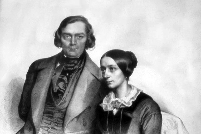 Robert Schumann zeneszerző és felesége, Clara Schumann zongoraművész (Wiek), Eduard Kaiser litográfiája, 1847 (Fotó: Peter Geymayer/Wikimedia)