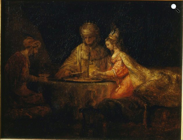 Rembrandt Harmensz van Rijn: Ahasvérus, Hámán és Eszter, 1660 (Fotó: Pushkin Museum/Wikimedia) 
