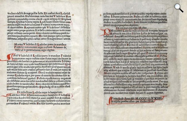 A Chronica Hungarorum (Budai Krónika) 1473-ban Hess András budai műhelyében látott napvilágot (Fotó: Wikimedia)