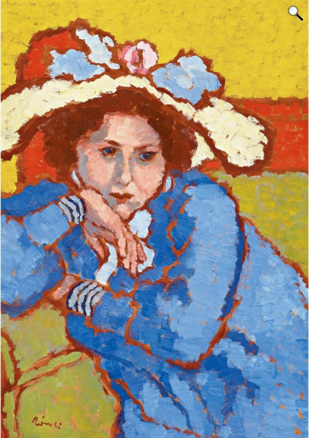 Rippl-Rónai József: Kékruhás lány virágos kalapban, 1910-es évek (Fotó: BÁV)