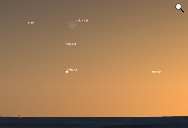 A július 20-a esti ötösfogat szimuláción 20:50-kor (Fotó: Stellarium/Svábhegyi Csillagvizsgáló)