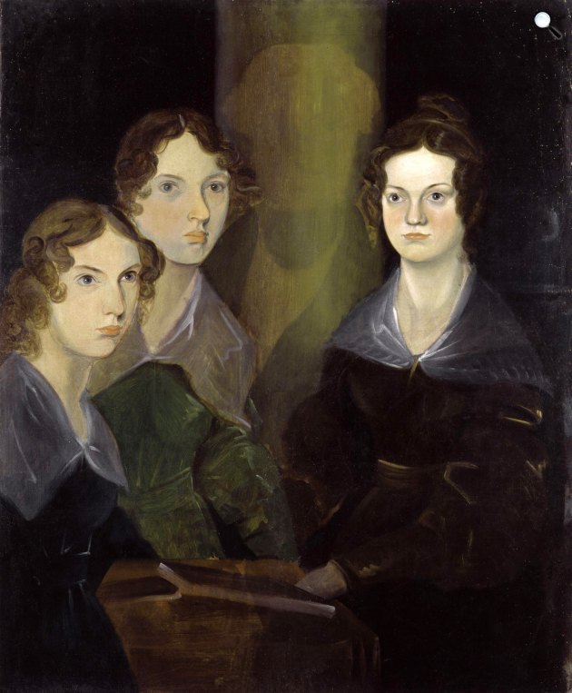 Patrick Branwell Brontë: Brontë nővérek, Anne, Emily és Charlotte - középen Branwell Brontë, a festő árnyéka látszik, 1834 (Fotó: National Portrait Gallery/Wikimedia)