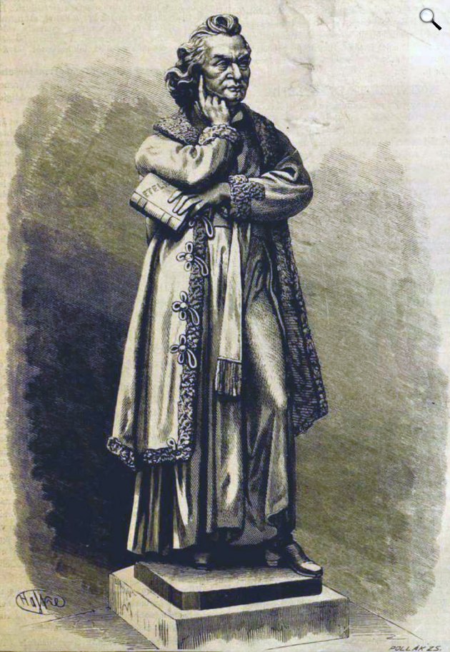 Dugonics András (1740-1818) piarista szerzetes, író, költő, matematikus szobra (Fotó: Vasárnapi Ujság/OSZK)