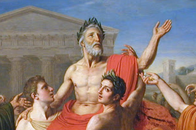 Christophe-Thomas Degeorge: Diagoras ókori bokszolót fiai ünneplik, 1814, részlet (Fotó: Clermont-Ferrand, Musée d'Art Roger-Quilliot/Wikimedia)