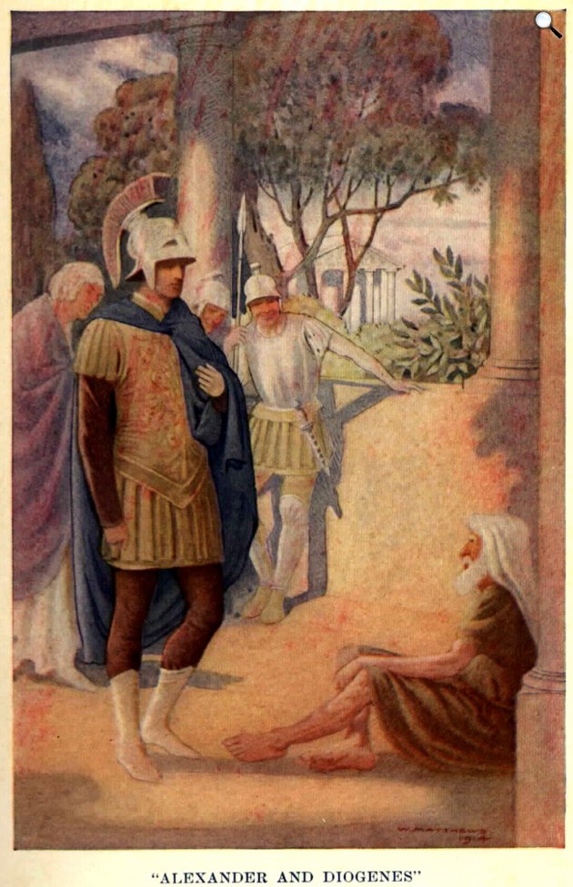 W. Matthews: Alexandrosz meglátogatja Diogenészt Korinthoszban, 1914