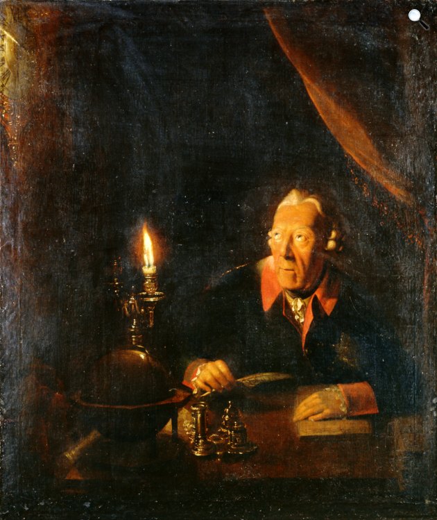 Heinrich Franke: II. Porosz Frigyes (1712-1786) idős korában a Sanssouci kastélyban, 1786 (Fotó: artsandculture/Wikimedia)