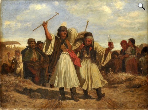 Lotz Károly: Mulatozó parasztok, 1960 k. (Fotó: MNG)