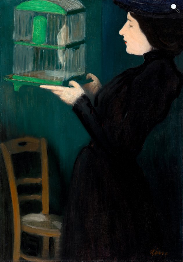 Rippl-Rónai József: Kalitkás nő I., 1892 (Fotó: Kieselbach Galéria)