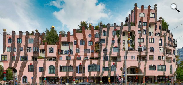 Hundertwasser: Green Citadella Északi utcafront, Magdeburg (Fotó: Axel Tschentscher)