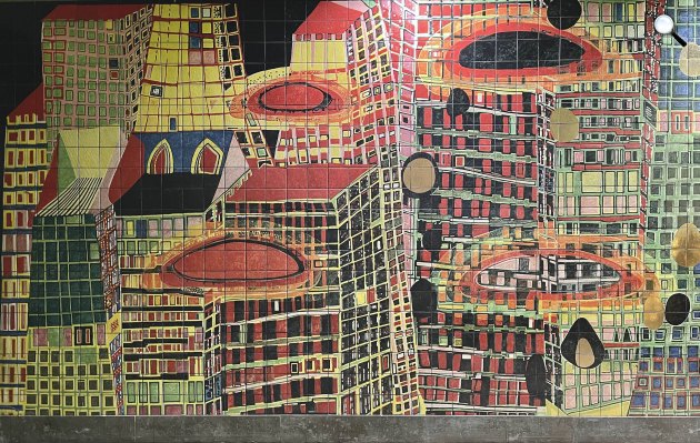 Friedensreich Hundertwasser: Submersão Atlântida (Atlantis Submersion)az Oriente metróállomáson, Lisszabon, Portugália (Fotó: Adrian Radic/Wikimedia)