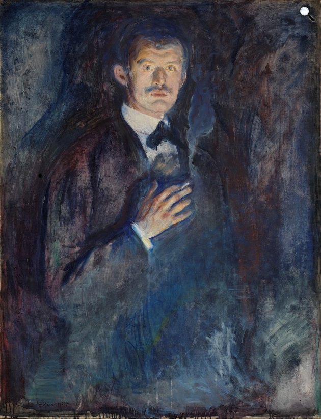 Edvard Munch (1863-1944): Önarckép cigarettával, 1895 (Fotó: Nasjonalmuseet/Høstland)