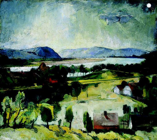 Szőnyi István: Házak a Duna mentén (Dunai táj), 1928 (Fotó: Magyar Nemzeti Galéria)