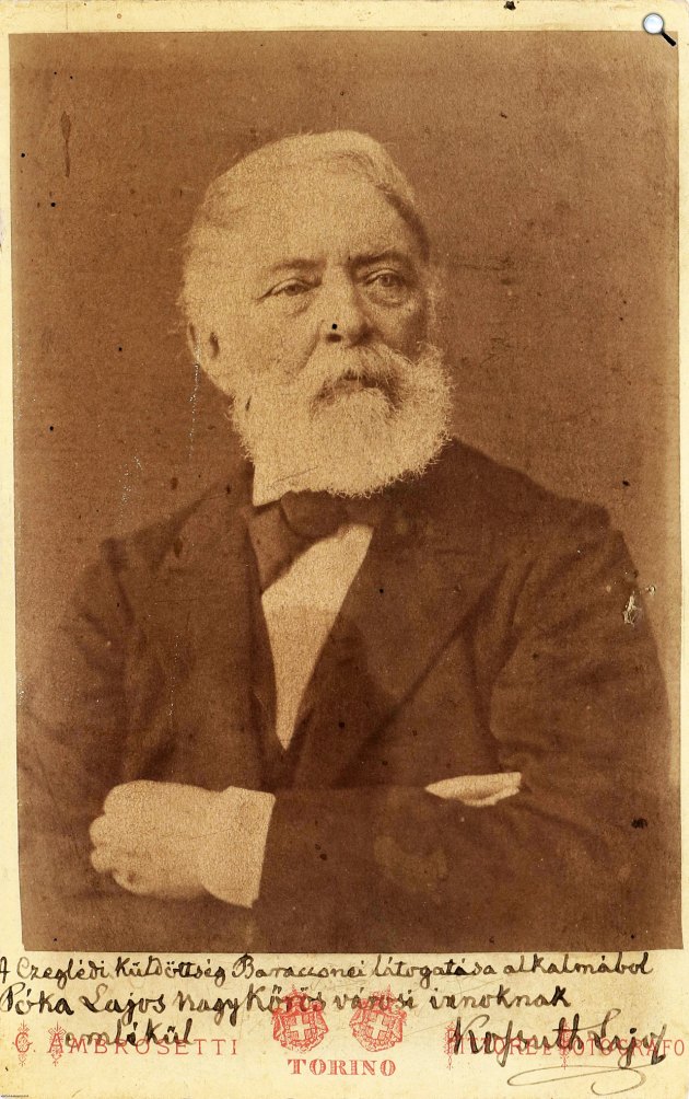 Kossuth Lajos (1802-1894) magyar államférfi, a Batthyány-kormány pénzügyminiszterének, Magyarország kormányzó-elnökének portréja, 1877 (Fotó: Giuseppe Ambrosetti/magángyűjtemény/antikvarium.hu)