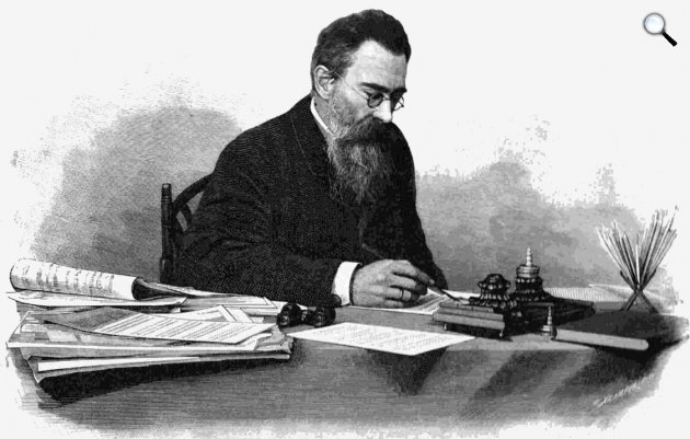 Nyikolaj Rimszkij-Korszakov (1844-1908) orosz zeneszerző a dolgozószobájában, 1896, részlet (Fotó: Wikipédia)