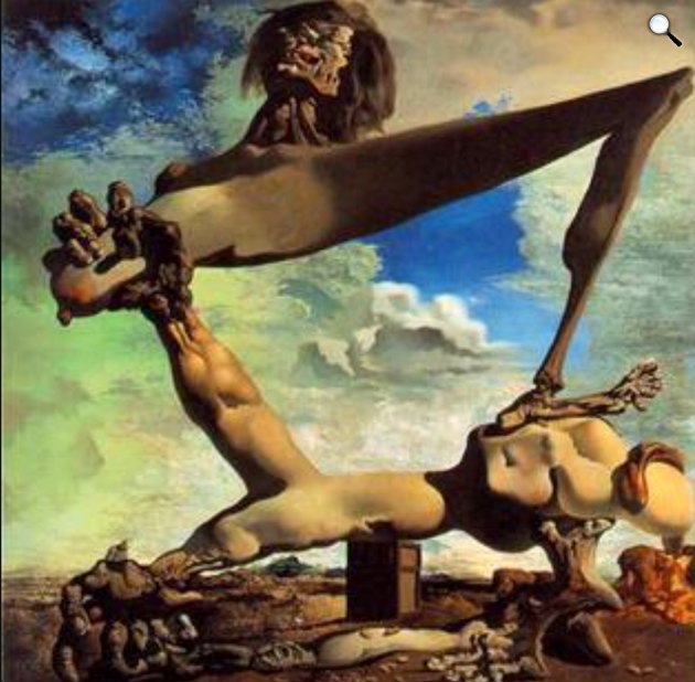 Salvador Dalí (1904-1989): Lágy építkezés főtt babbal. A polgárháború előérzete, 1936 (Fotó: Philadelphia Museum of Art/Wikimedia)