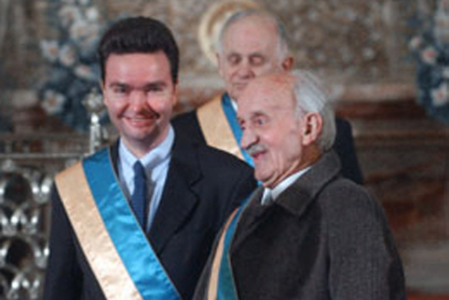 Angster József orgonakészítő mester Habsburg György társaságában, 2004 (Fotó: Tóth László/Wikimedia)