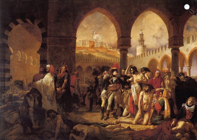 Antoine-Jean Gros: Bonaparte látogatása a pestises menhelyen Jaffában, 1804 (Fotó: Musée du Louvre/Wikimedia)