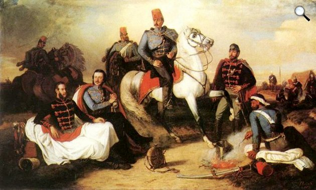 Lotz Károly: Táborozó huszárok, 1857 (Fotó: MNM/OSZK)