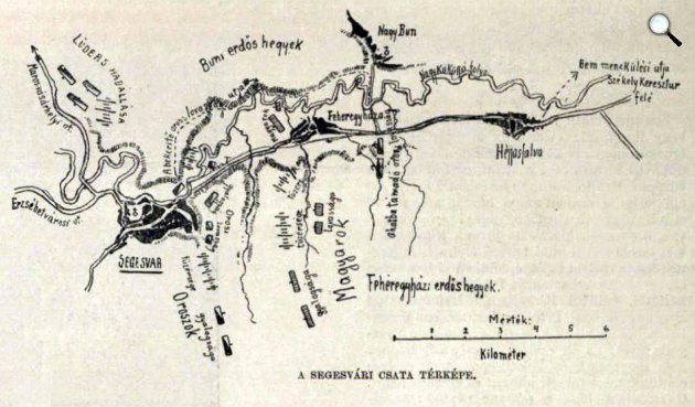 Az 1849. július 31-i segesvári csata térképe (Fotó: Vasárnapi Ujság/OSZK)