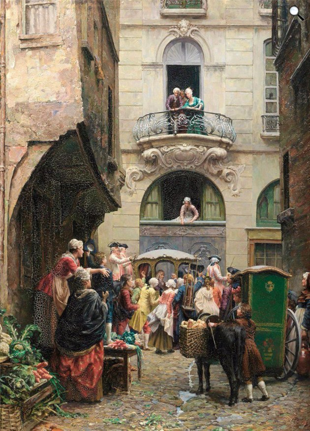 Maurice Leloir: Voltaire utolsó utazása Párizsba, 1878 (Fotó: aissa.huma-num.fr/Wikimedia) 