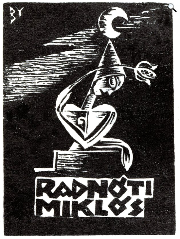 Radnóti Miklós (1909–1944) részére Buday György, a Szegedi Fiatalok Művészeti Kollégiumának vezetője alkotott saját könyvjegyet, ex librist (Fotó: MNMKK OSZK)