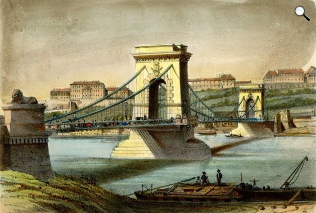 Ali Rudolf: Lánchíd és a várnak egy része, 1850 (Fotó: FSZEK)
