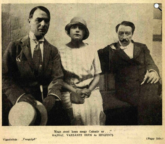 Molnár Ferenc: Az üvegcipő - Rajnai Gábor, Varsányi Irén és Hegedűs Gyula, 1924 (Fotó: Pap/Vígszínház)