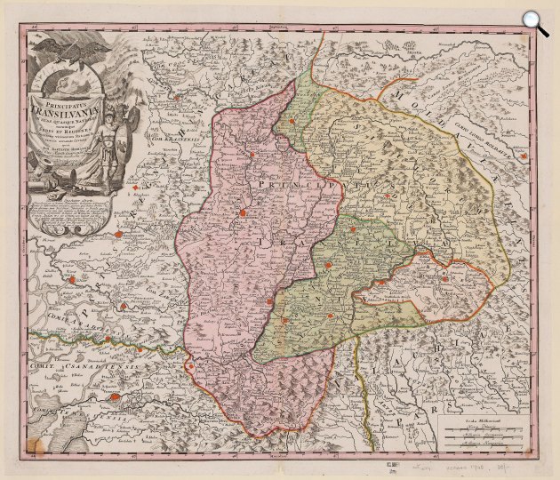 Az erdélyi fejedelemség, Magyarország és Moldavia határa Johann Baptist Homann térképén, 1720 körül (Fotó: maps.mapywig.org)