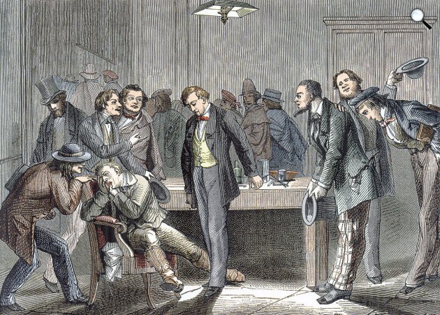 Horace Wells nyilvános bemutatót szervezett a, 1846-ban rról, hogy nevetőgázzal adják be az érzéstelenítőt – de a beteg felnyögött a fájdalomtól, 1846 (Fotó: Wikimedia)