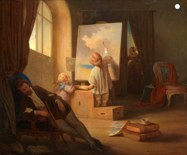 Josef Danhauser: Der Schlafende Maler, 1841 (Fotó: Wien Museum Online Sammlung)