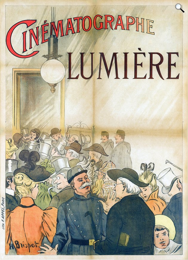 Henri Brispot: A francia Lumiére fivérek cinematographe hirdetése, 1895 (Fotó: Wikimedia)