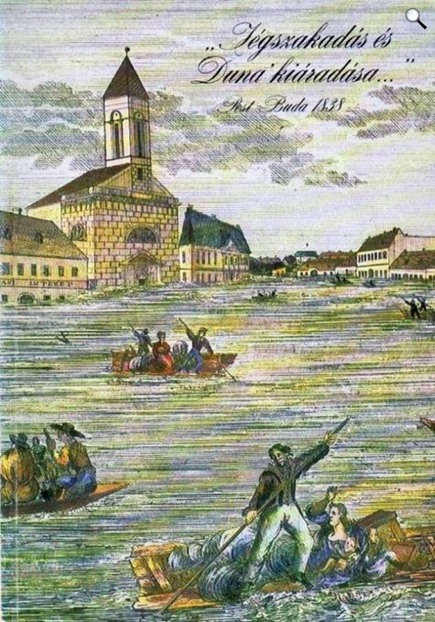 Életmentés a Dunán az 1838-as nagy pesti árvíz idején (Fotó: OSZK)