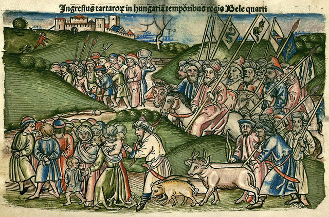 A tatárjárás a Thuróczy krónikában (A magyarok krónikája), 1488 (Fotó: OSZK)