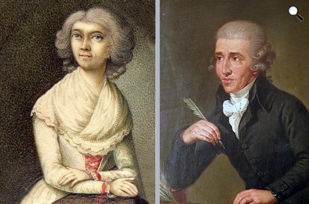 Anna Maria Keller (1929-1800) Haydn felesége és Joseph Haydn (1732-1809) zeneszerző (Fotók: Wikimedia)